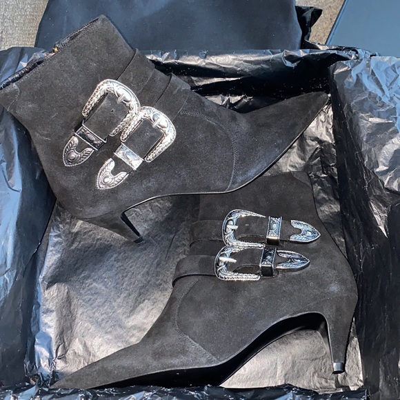 Saint Laurent Charlotte 55 Suede Ankle Boots FR 38 - Picture 4 of 6